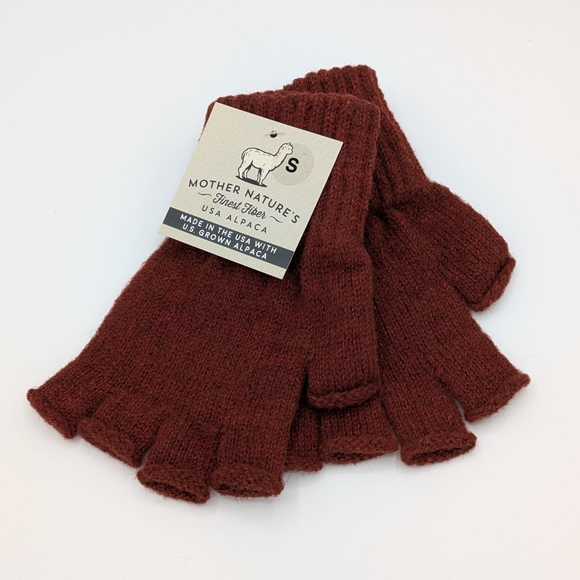 MOTHER Alpaca Fingerless Gloves in Deep Brown - Picture 2 of 3
